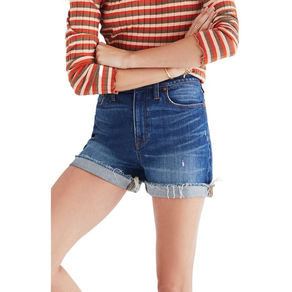Madewell High-Rise Denim Shorts in Glenoaks Wash Cutoff Edition Size 24w - Picture 2 of 10